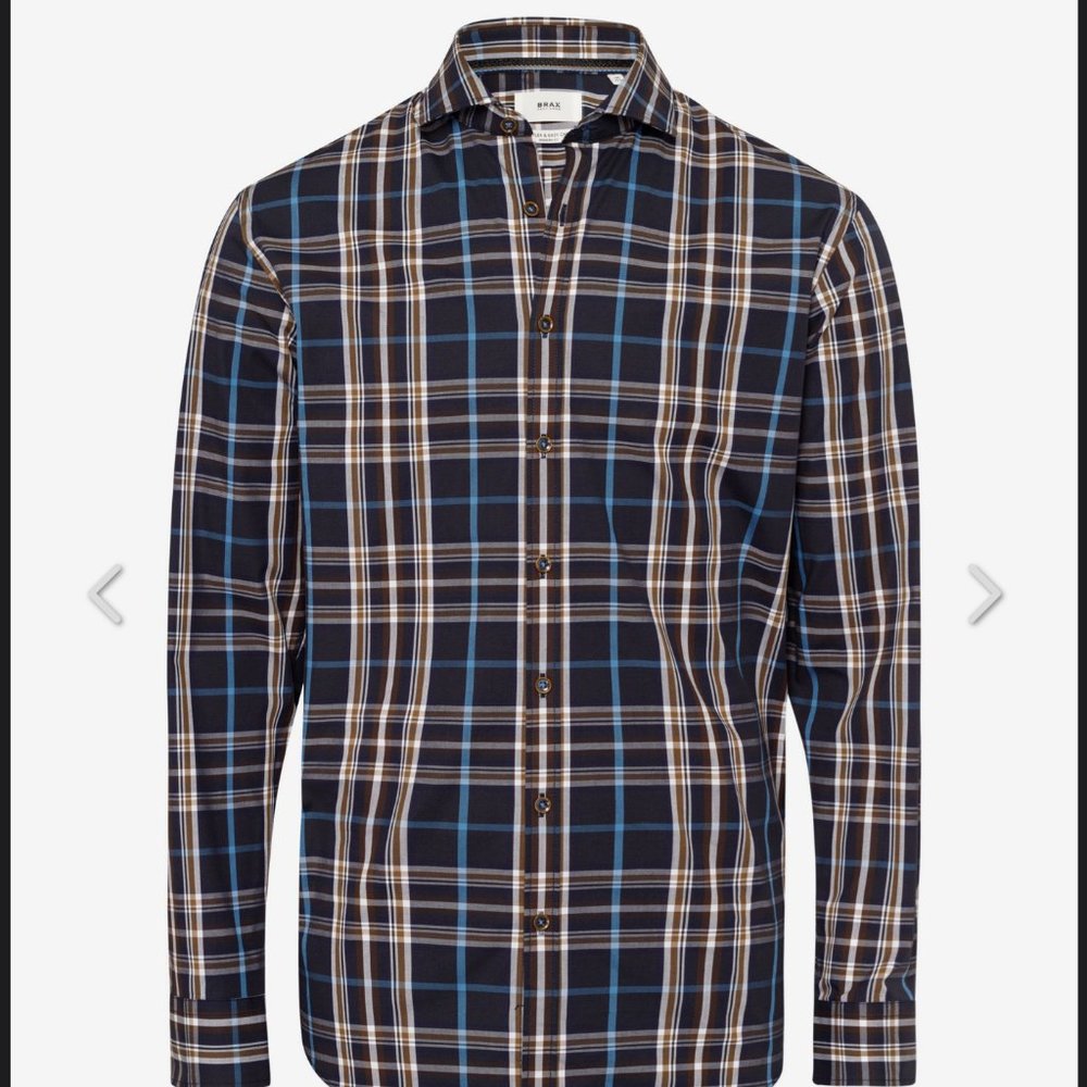 NWT BRAX Harold C Hi-Flex Easy Care Shirt Navy XL